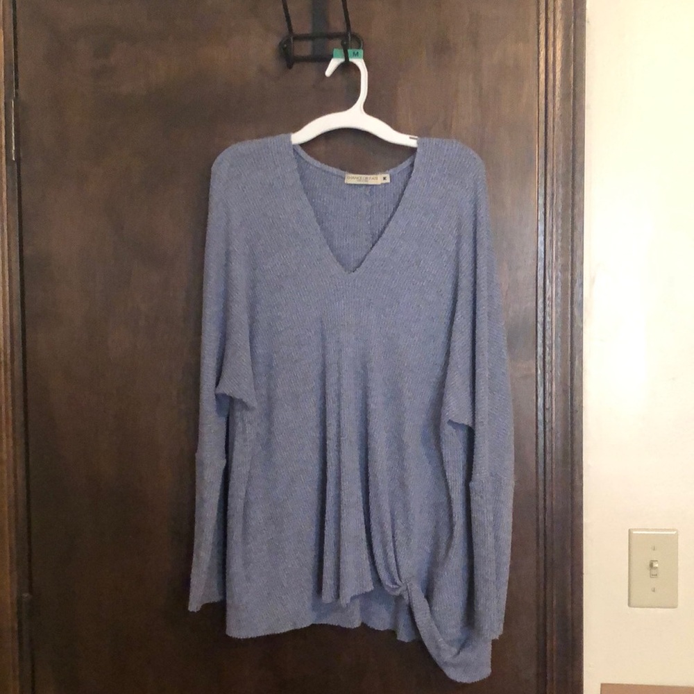 Chance OR Fate blue knot front top